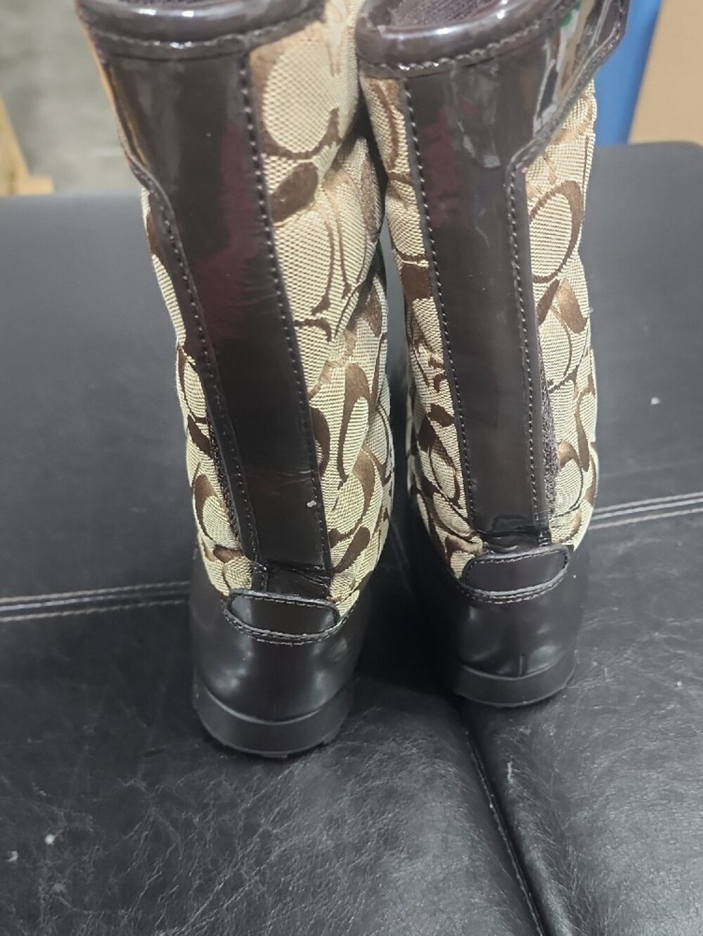 Coach Quilted Signature Logo Boots - Brown/Cream - Picture 5 of 14